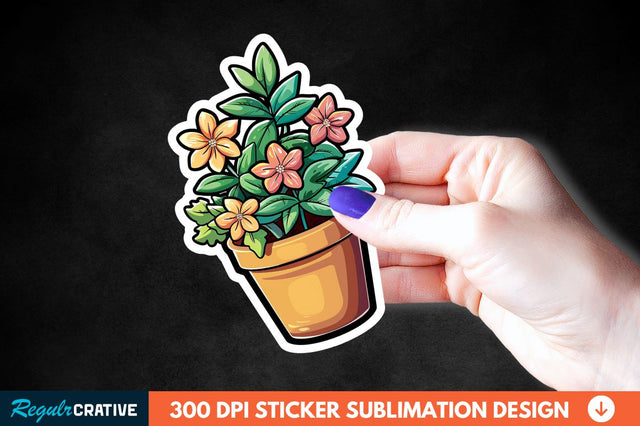 Topiary Pot Sticker Clipart Sublimation Regulrcrative 