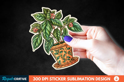 Topiary Pot Sticker Clipart Sublimation Regulrcrative 