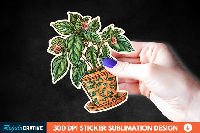 Topiary Pot Sticker Clipart Sublimation Regulrcrative 