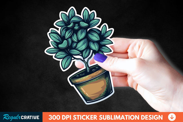 Topiary Pot Sticker Clipart Sublimation Regulrcrative 
