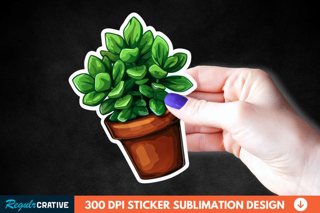 Topiary Pot Sticker Clipart Sublimation Regulrcrative 