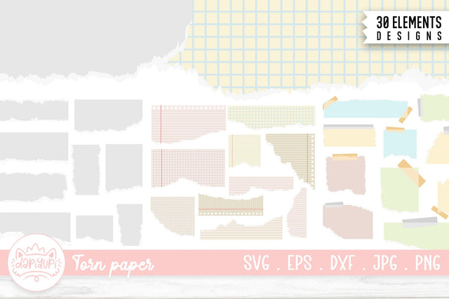 Torn paper pieces illustration. Ripped Paper Bundle SVG dapiyupi store 