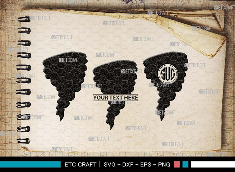 Tornado Monogram, Tornado Silhouette, Tornado SVG, Twister Svg