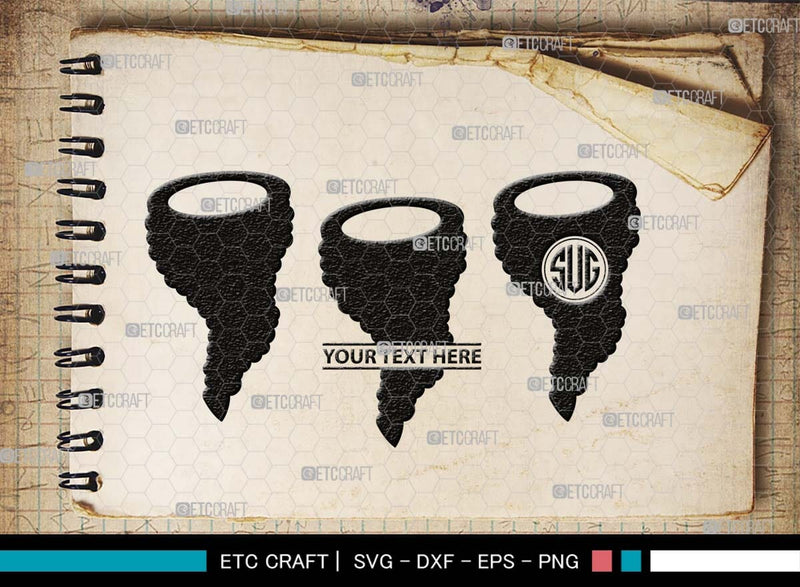 Tornado Monogram, Tornado Silhouette, Tornado SVG, Twister Svg