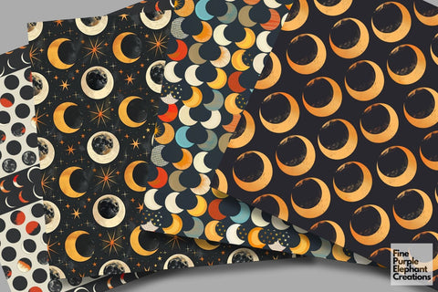 Total Solar Eclipse Digital Paper | Cosmic Celestial Event Digital Pattern Fine Purple Elephant Creations 