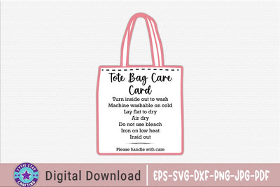 Tote Bag Care Card SVG Design SVG FiveStarCrafting 
