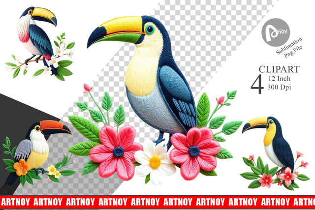 Toucan Embroidery Clipart Sublimation artnoy 