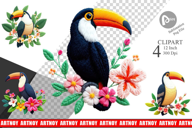 Toucan Embroidery Clipart Sublimation artnoy 