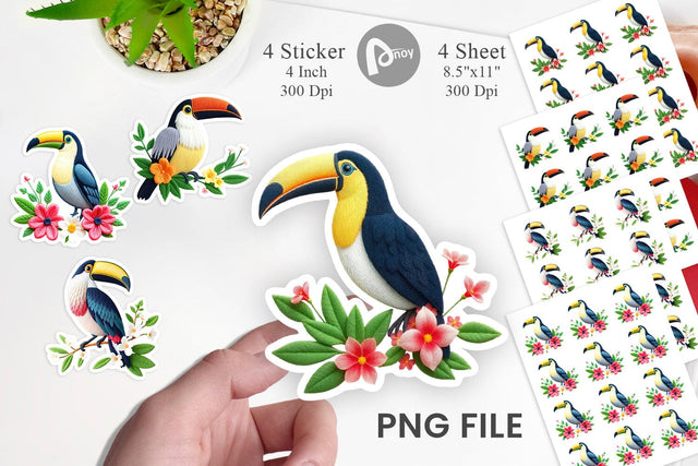 Toucan Embroidery Sticker Sublimation artnoy 