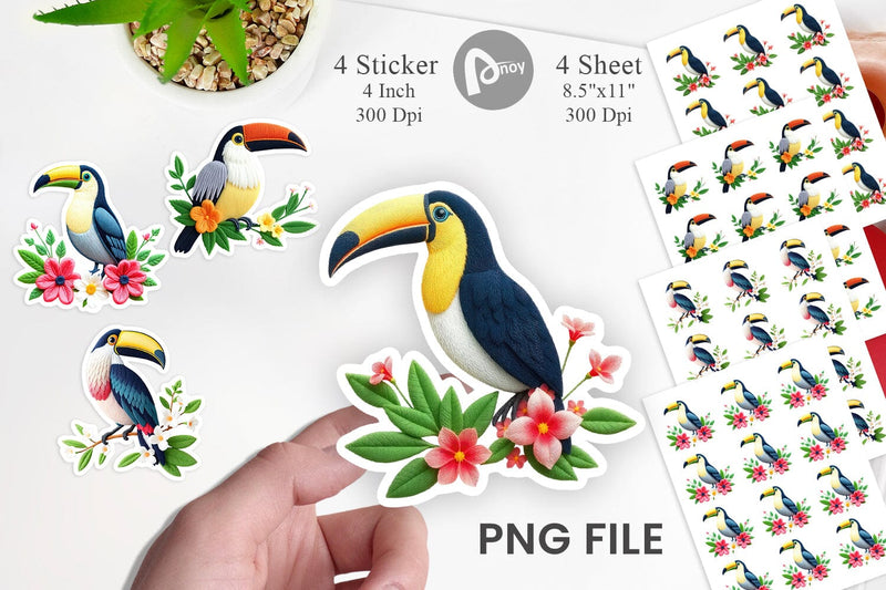 Toucan Embroidery Sticker Sublimation artnoy 