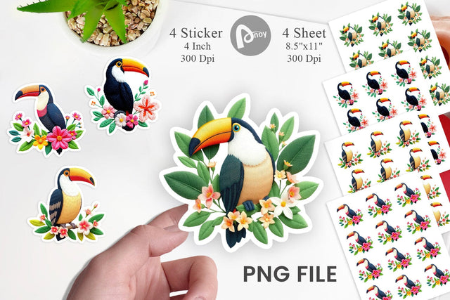 Toucan Embroidery Sticker Sublimation artnoy 