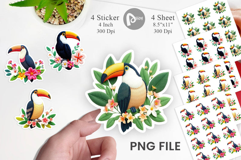 Toucan Embroidery Sticker Sublimation artnoy 