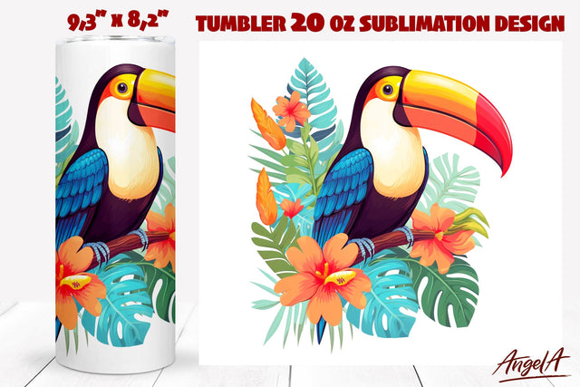 Toucan tumbler wrap sublimation, bird tumbler, summer png Sublimation Angelina Semenova 