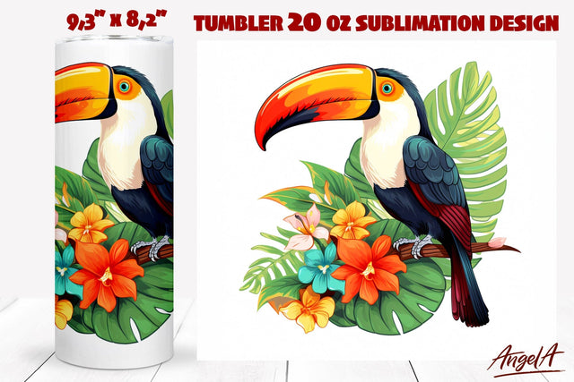 Toucan tumbler wrap sublimation, bird tumbler, summer png Sublimation Angelina Semenova 