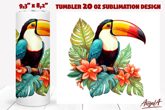 Toucan tumbler wrap sublimation, summer tumbler Sublimation Angelina Semenova 