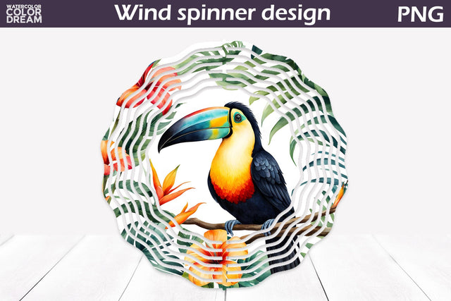Toucan Wind Spinner | Tropical Summer Wind Spinner Sublimation WatercolorColorDream 