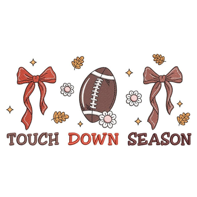 Touch Down Season Football Coquette Bow Embroidery Design, 3 sizes, Instant Download Embroidery/Applique DESIGNS Nino Nadaraia 