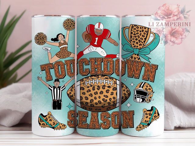Touchdown Football Season Game Tumbler, Football Season Cup, 20Oz Skinny Tumbler Wrap, Game Day Sublimation Design, Sports Fan Drinkware, Football Gift Idea, Digital Touchdown Art Sublimation Li Zamperini 