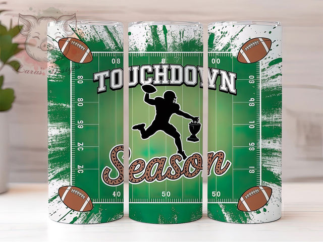 Touchdown Game Day Football Tumbler, Game Day Cup, 20Oz Skinny Tumbler Wrap, American Football Sublimation, Sports Fan Drinkware, Game Day Gift Idea, Digital Football Cup Design Sublimation Lara' s Designs 