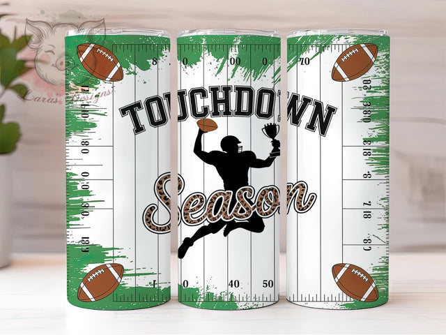 Touchdown Game Day Football Tumbler, Game Day Cup, 20Oz Skinny Tumbler Wrap, American Football Sublimation, Sports Fan Drinkware, Game Day Gift Idea, Digital Football Cup Design Sublimation Lara' s Designs 
