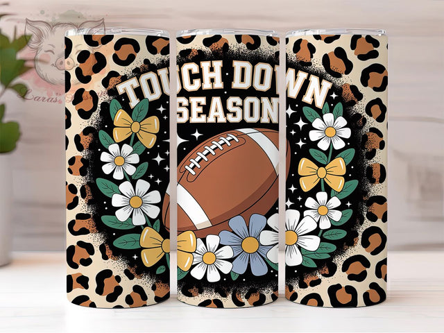 Touchdown Season Football Tumbler, Touchdown Season Cup, 20Oz Skinny Tumbler Wrap, American Football Sublimation, Game Day Drinkware, Sports Fan Gift Idea, Digital Football Art Sublimation Lara' s Designs 