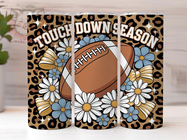 Touchdown Season Football Tumbler, Touchdown Season Cup, 20Oz Skinny Tumbler Wrap, American Football Sublimation, Game Day Drinkware, Sports Fan Gift Idea, Digital Football Art Sublimation Lara' s Designs 