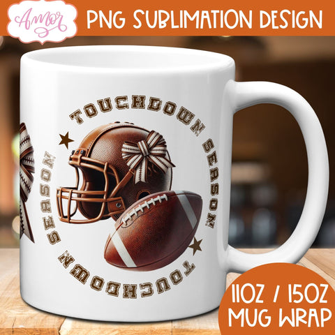 Touchdown season mug wrap sublimation | American Football mug Sublimation Amorclipart 