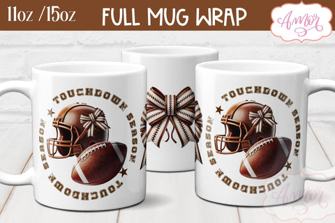 Touchdown season mug wrap sublimation | American Football mug Sublimation Amorclipart 