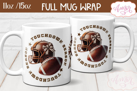 Touchdown season mug wrap sublimation | American Football mug Sublimation Amorclipart 