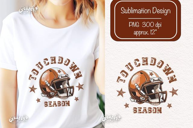 Touchdown season png Retro American Football PNG sublimation t-shirt design football helmet png clipart Sublimation Createya Design 