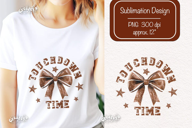 Touchdown time png Retro American Football PNG sublimation t-shirt design Bow png clipart Sublimation Createya Design 