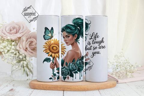 Tough Girl Sunflower 20oz Tumbler Wrap Sublimation sassyprint 