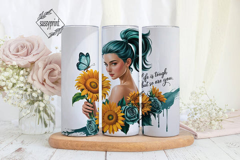 Tough Girl Sunflower 20oz Tumbler Wrap Sublimation sassyprint 