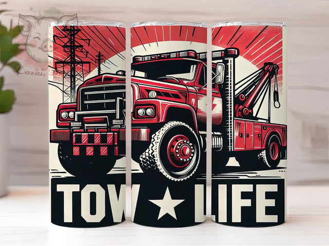 Tow Truck Life 20oz Tumbler, Tow Truck Tumbler, Tow Life Design, 20oz Tumbler Wrap, Automotive Gift, Trucking Decor, Sublimation Drinkware, Gift for Tow Truck Drivers Sublimation Lara' s Designs 