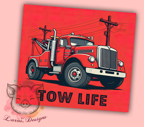 Tow Truck Life 20oz Tumbler, Tow Truck Tumbler, Tow Life Design, 20oz Tumbler Wrap, Automotive Gift, Trucking Decor, Sublimation Drinkware, Gift for Tow Truck Drivers Sublimation Lara' s Designs 