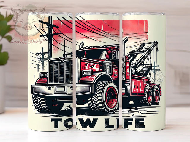 Tow Truck Life 20oz Tumbler, Tow Truck Tumbler, Tow Life Design, 20oz Tumbler Wrap, Automotive Gift, Trucking Decor, Sublimation Drinkware, Gift for Tow Truck Drivers Sublimation Lara' s Designs 