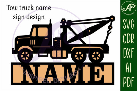 Tow truck name sign svg laser cut file SVG APInspireddesigns 