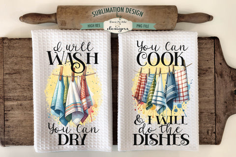 Towels Hanging on Clothesline Kitchen Dish Towel Sublimation Design Sublimation Ewe-N-Me Designs 