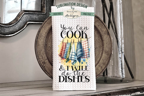Towels Hanging on Clothesline Kitchen Dish Towel Sublimation Design Sublimation Ewe-N-Me Designs 