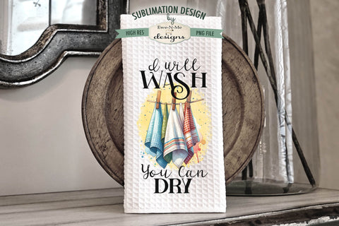 Towels Hanging on Clothesline Kitchen Dish Towel Sublimation Design Sublimation Ewe-N-Me Designs 