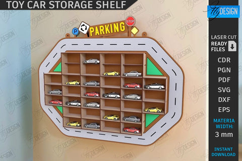 Toy Car Storage Shelves Laser Cut Bundle | Kids Shelf | Nursery Décor | Wall Décor | Home Decor | Kids Laser | Wall Hanging Shelf | Home Décor | Collection of Cars | Truck SVG | CNC Files SVG Fly Design 