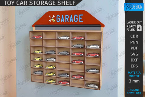 Toy Car Storage Shelves Laser Cut Bundle | Kids Shelf | Nursery Décor | Wall Décor | Home Decor | Kids Laser | Wall Hanging Shelf | Home Décor | Collection of Cars | Truck SVG | CNC Files SVG Fly Design 