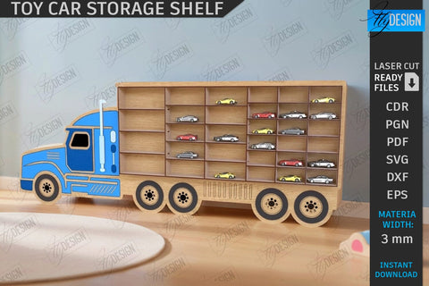 Toy Car Storage Shelves Laser Cut Bundle | Kids Shelf | Nursery Décor | Wall Décor | Home Decor | Kids Laser | Wall Hanging Shelf | Home Décor | Collection of Cars | Truck SVG | CNC Files SVG Fly Design 