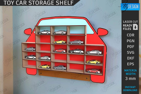 Toy Car Storage Shelves Laser Cut Bundle | Kids Shelf | Nursery Décor | Wall Décor | Home Decor | Kids Laser | Wall Hanging Shelf | Home Décor | Collection of Cars | Truck SVG | CNC Files SVG Fly Design 