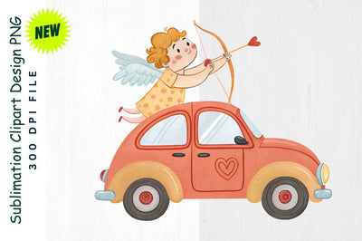 Toy Car with Cupid Sublimation Clipart Sublimation Regulrcrative 
