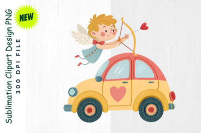 Toy Car with Cupid Sublimation Clipart Sublimation Regulrcrative 