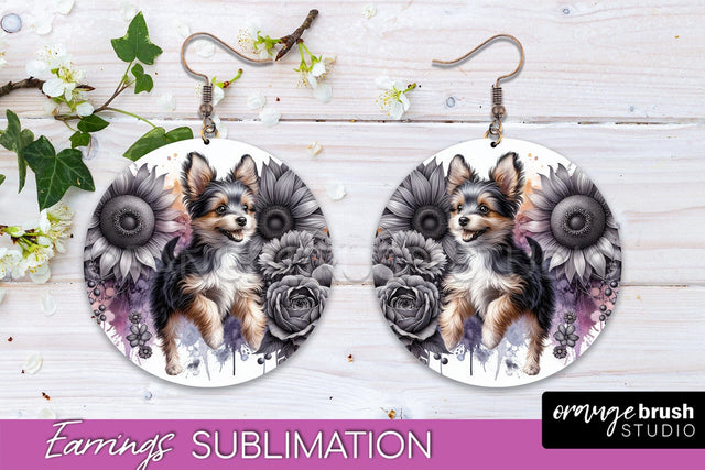 Toy Fox Terrier Earrings - Dog Mom Floral Round Earring Sublimation Sublimation OrangeBrushStudio 