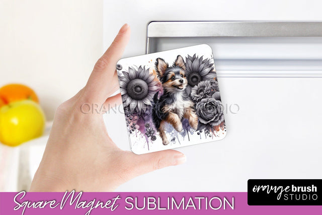 Toy Fox Terrier Magnet Sublimation - Dog Mom Floral Magnet PNG Design Sublimation OrangeBrushStudio 
