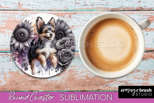 Toy Fox Terrier Round Coaster - Dog Mom Floral Coaster Sublimation Sublimation OrangeBrushStudio 