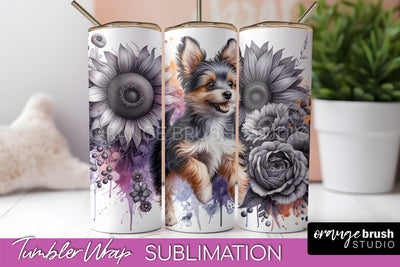 Toy Fox Terrier Tumbler Wrap - Dog Mom Floral Tumbler Sublimation Sublimation OrangeBrushStudio 